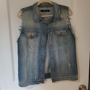 J Brand Distressed Sleeveless Jean Jacket